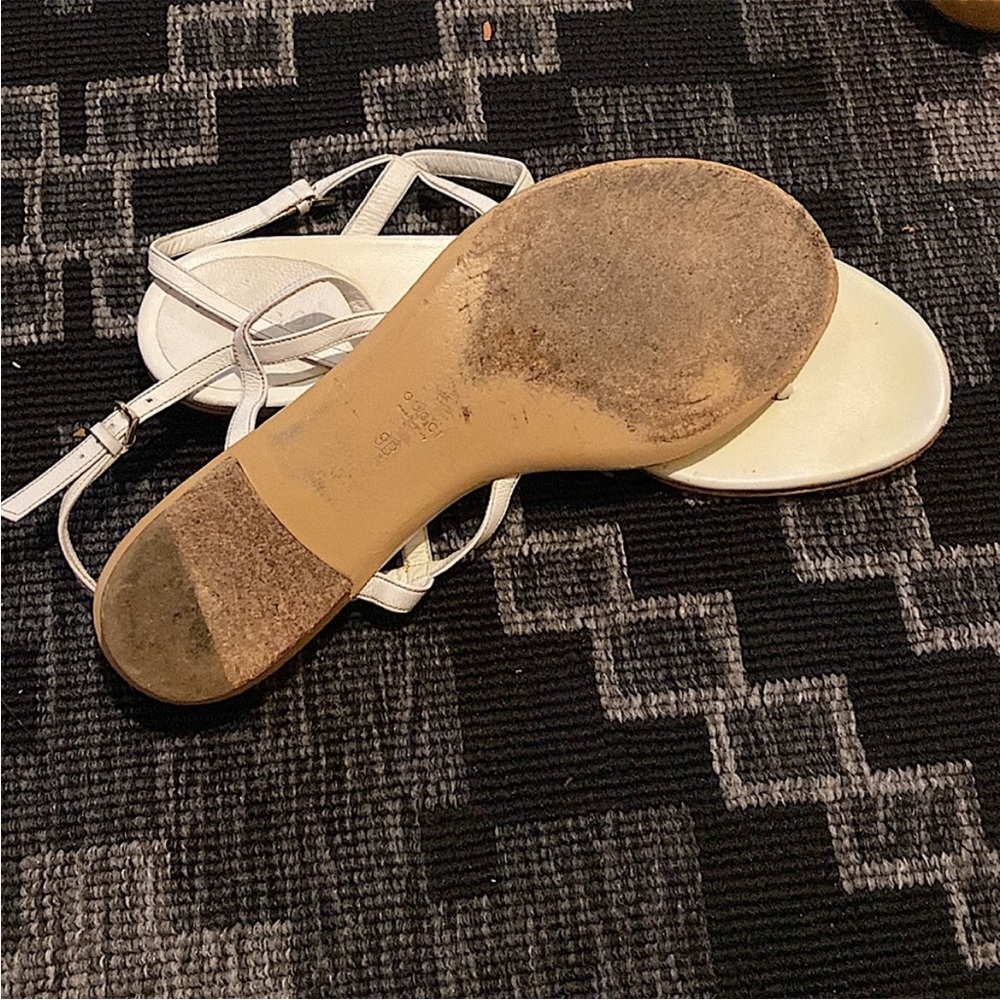 Gucci sandals classic green red Gold chain strip thong white sandals - Picture 4 of 8